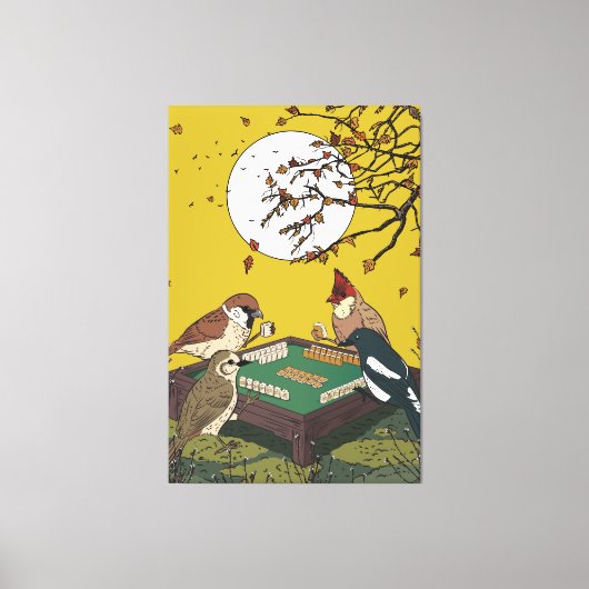 Mahjong vogels spel spelen  canvas afdruk (Voorkant)