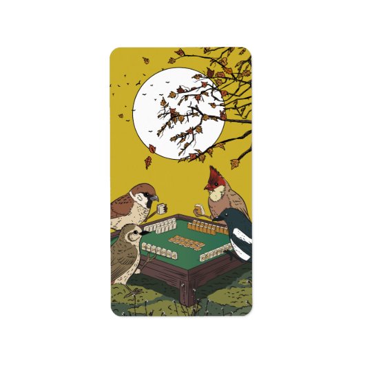 Mahjong vogels spel spelen  etiket (Voorkant)