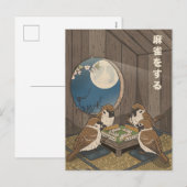 Mahjong vogels spel spelen feestdagenkaart (Voorkant / Achterkant)