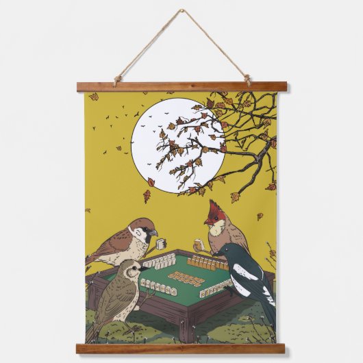 Mahjong vogels spel spelen hangend wandkleed (Voorkant)