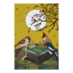 Mahjong vogels spel spelen perfect poster