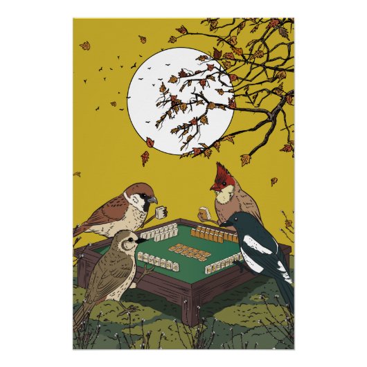 Mahjong vogels spel spelen  perfect poster (Voorkant)