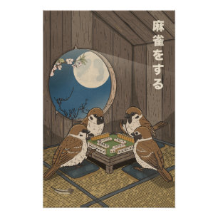 Mahjong vogels spel spelen perfect poster