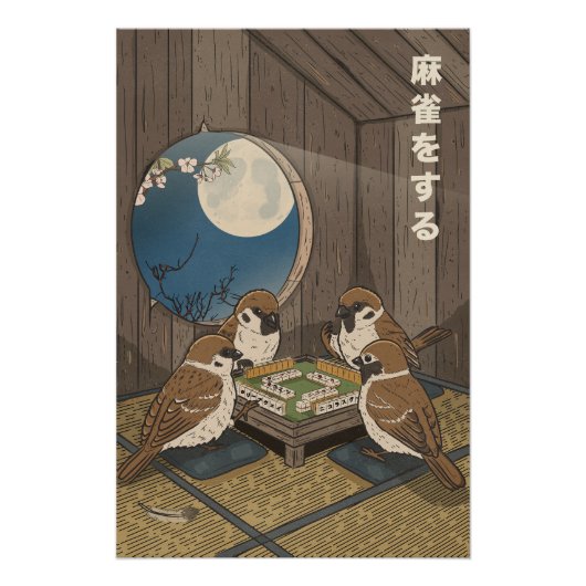 Mahjong vogels spel spelen  perfect poster (Voorkant)