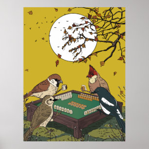 Mahjong vogels spel spelen poster