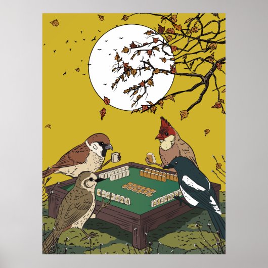 Mahjong vogels spel spelen  poster (Voorkant)