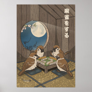 Mahjong vogels spel spelen poster
