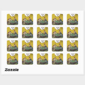 Mahjong vogels spel spelen vierkante sticker (Vel)
