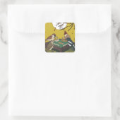 Mahjong vogels spel spelen vierkante sticker (Tas)