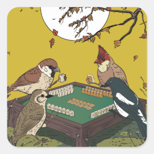 Mahjong vogels spel spelen  vierkante sticker