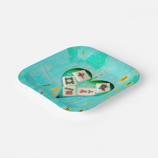 Mahjong vult mijn hart papier bord (Gebogen)