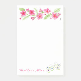 Mahjong Watercolor Cherry Blossom Flowers NAME Post-it® Notes