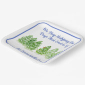 MAHJONG Watercolor Winter Trees Blue PERSONALIZE  Papieren Bordje (Gebogen)