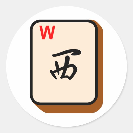 Mahjong West Ronde Sticker (Voorkant)