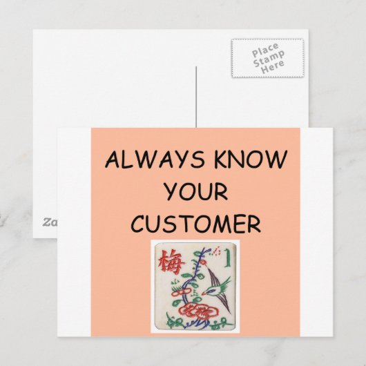 MAHJONG winnaar Briefkaart (Voorkant / Achterkant)