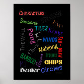 Mahjong Words Poster met zwarte achtergrond (Voorkant)