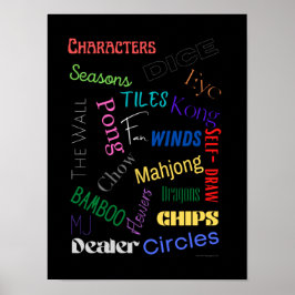 Mahjong Words Poster met zwarte achtergrond