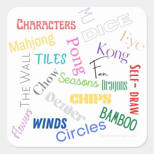 Mahjong words sticker (Voorkant)
