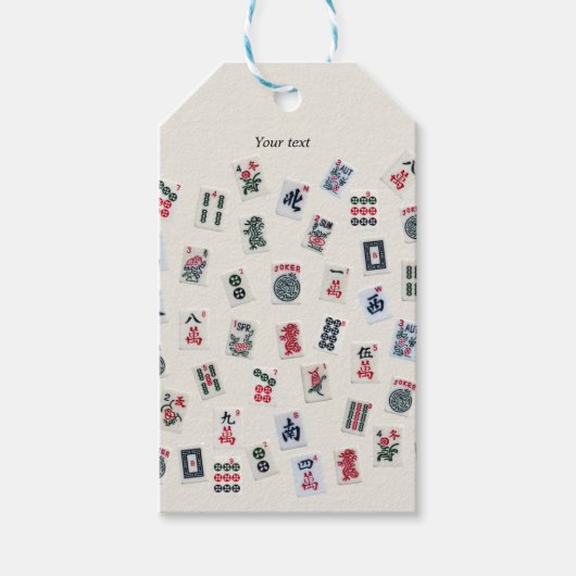 MahJongg-symbolen voor tegels ontwerpen op badge Cadeaulabel (Voorkant)