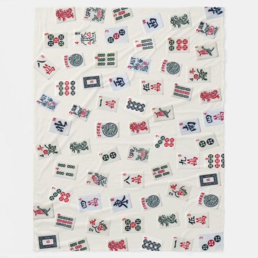 MahJongg-symbolen voor tegels ontwerpen op badge Fleece Deken (Voorkant)