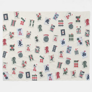 MahJongg-symbolen voor tegels ontwerpen op badge Fleece Deken