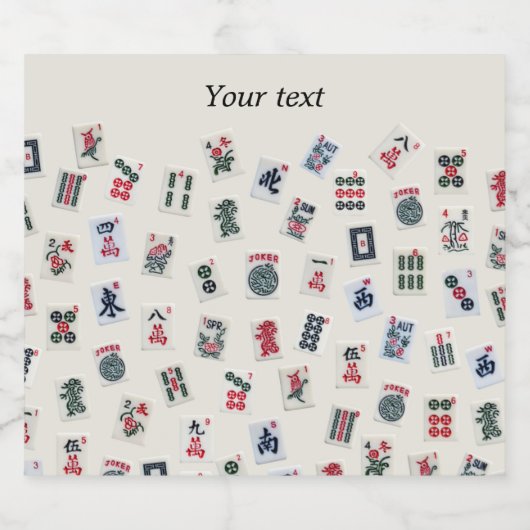 MahJongg-symbolen voor tegels ontwerpen op badge Sparkling Wijnetiket (Enkel label)