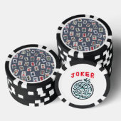 MahJongg tegels ontwerp op donkerblauw Poker Chips (Opstapeling)