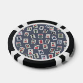 MahJongg tegels ontwerp op donkerblauw Poker Chips (Enkel)
