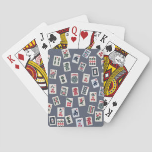 MahJongg tegels ontwerp op donkerblauw Pokerkaarten