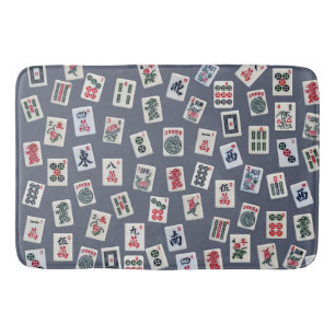 MahJongg-tegels ontwerpen donkerblauw Badmat