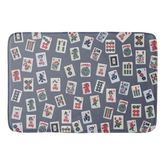 MahJongg-tegels ontwerpen donkerblauw Badmat (Voorkant)
