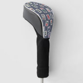 MahJongg-tegels ontwerpen donkerblauw Golfheadcover (Schuin)