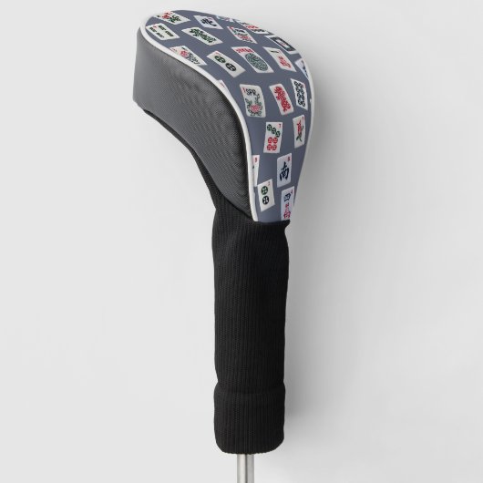 MahJongg-tegels ontwerpen donkerblauw Golfheadcover (Schuin)