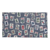 MahJongg-tegels ontwerpen donkerblauw Kussensloop (Achterkant-Links)