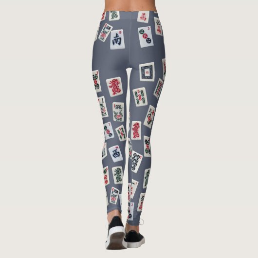 MahJongg-tegels ontwerpen donkerblauw Leggings (Achterkant)