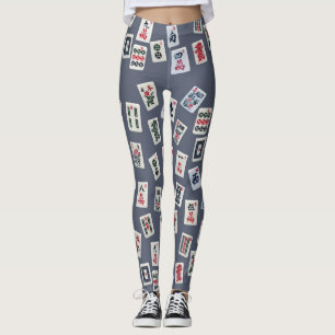 MahJongg-tegels ontwerpen donkerblauw Leggings