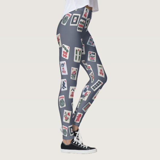 MahJongg-tegels ontwerpen donkerblauw Leggings (Rechts)