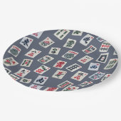 MahJongg-tegels ontwerpen donkerblauw Papieren Bordje (Gekanteld)