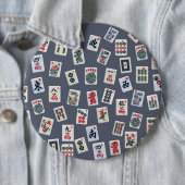 MahJongg-tegels ontwerpen donkerblauw Ronde Button 6,0 Cm (In situ)