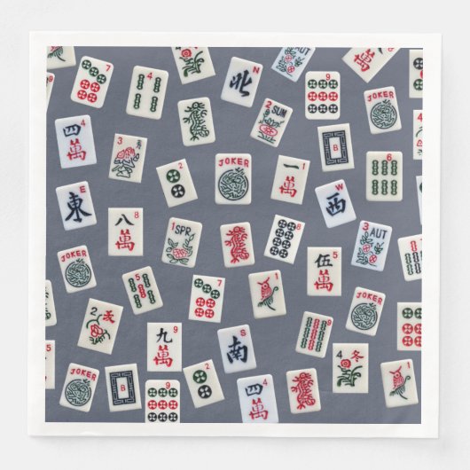 MahJongg-tegels ontwerpen donkerblauw Servet (Voorkant)