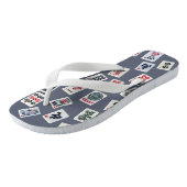 MahJongg-tegels ontwerpen donkerblauw Teenslippers (Schuin)