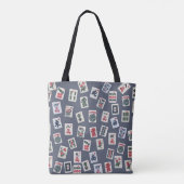 MahJongg-tegels ontwerpen donkerblauw Tote Bag (Achterkant)