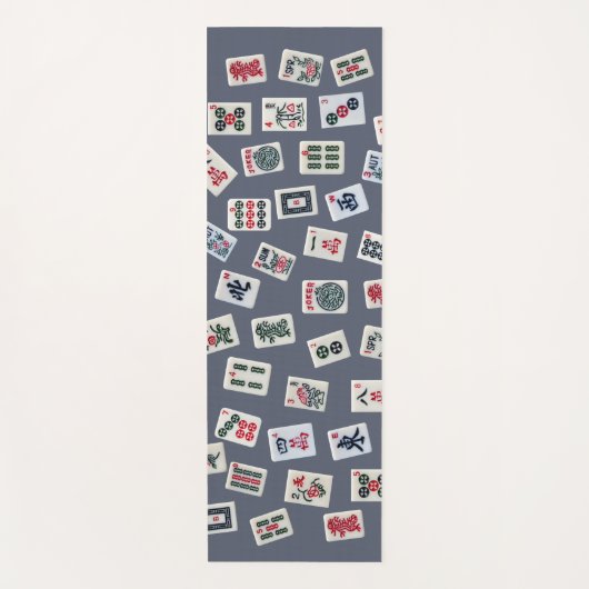 MahJongg-tegels ontwerpen donkerblauw Yogamat (Voorkant)