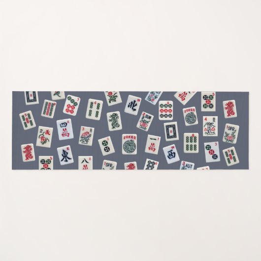 MahJongg-tegels ontwerpen donkerblauw Yogamat (Voorkant (horizontaal))