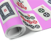 MahJongg-tegels ontwerpen op roze Cadeaupapier (Rol Hoek)