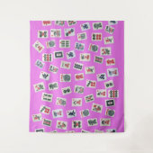 MahJongg tegels op roze achtergrond Wandkleed (Voorkant)