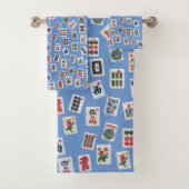 MahJongg tegels (symbolen) op blauw Bad Handdoek (Insitu)