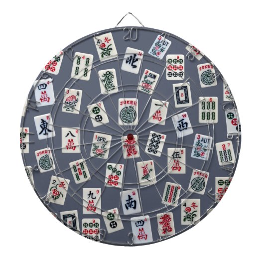 MahJongg tiles design on dark blue Dartbord (Voorkant)