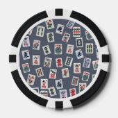 MahJongg tiles design on dark blue Poker Chips (Voorkant)