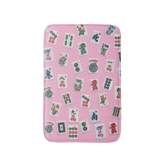 MahJongg tiles design on light pink Badmat